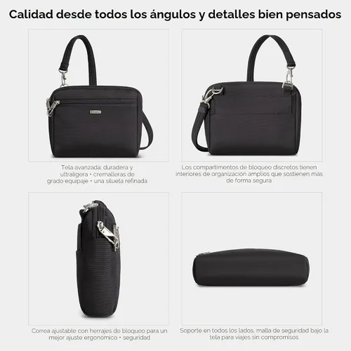Vista 5 de Travelon Bandolera y cangurera convertible clásica antirrobo, Negro