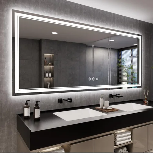 Vista 38 de Espejo LED para baño de 20 x 28 pulgadas con frente degradado y luz LED, espejo retroiluminado para baño, 3 colores, CRI > 90, espejo de baño