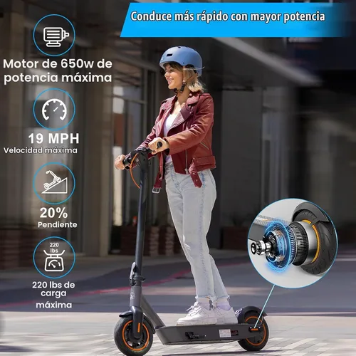 Vista 4 de Hiboy S2 MAX Adult Electric Scooter, 500W Motor, 40.4 Miles Long Range 19 Mph Top Speed, 10" Pneumatic Tire, Foldable Commuter E-Scooter with Dual