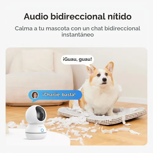 Vista 4 de Noorio Cámara interior inalámbrica 2K, cámara para mascotas con monitor