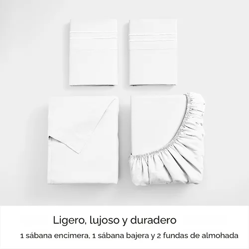 Vista 3 de Mellanni - Juego de sábanas individual de 4 piezas de la colección icónica, (incluyendo 2 fundas de almohada), bolsillo profundo de 16 pulgadas 1102