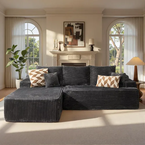 Vista 25 de ovios Sofá seccional Cloud de 96 pulgadas con chaise en forma de L, sofá modular moderno con asiento profundo, sofás tapizados para sala de estar