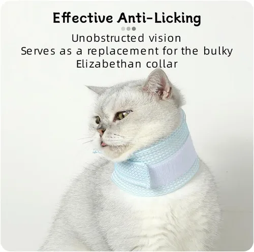 Vista 3 de Funda para cuello de gato, transpirable y ajustable, collar isabelino para recuperación poscirugía, protección antiarañazos y anti-lamido, cono B