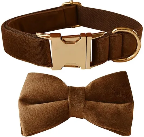 Vista 10 de Love Dream Collar de perro Bowtie de terciopelo, con hebilla de metal desmontable, suave, cómodo, ajustable, para perros pequeños, medianos
