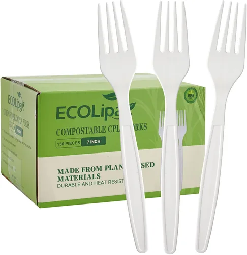 Vista 9 de ECOLipak Juego de cubiertos compostables de 350 piezas, 7 pulgadas, de gran tamaño, biodegradables, desechables, 150 tenedores, 100 cucharas, 100