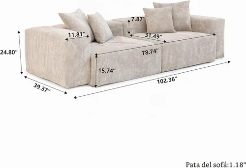 Vista 2 de JACH Sofás Seccionales de Pana para Sala de Estar, Sofá Seccional Modular con Otomanas Chaise, Fundas de Cojines Removibles, Sofá Cama Moderno