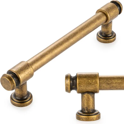 Vista 43 de KOOFIZO Tirador de gabinete con parte superior plana y redonda - Manija de tirador de mueble de latón antiguo (30 mm / 1.2 Pulgadas), paquete de 10