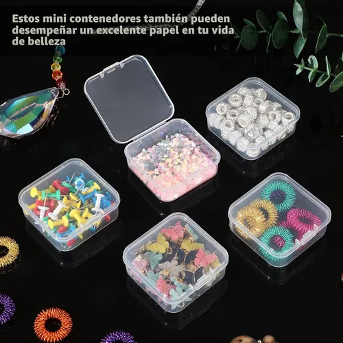 Vista 5 de SATINIOR 100 Pcs Clear Plastic Bead Storage Boxes, 2.1 x 2.1 x 0.8 Inch