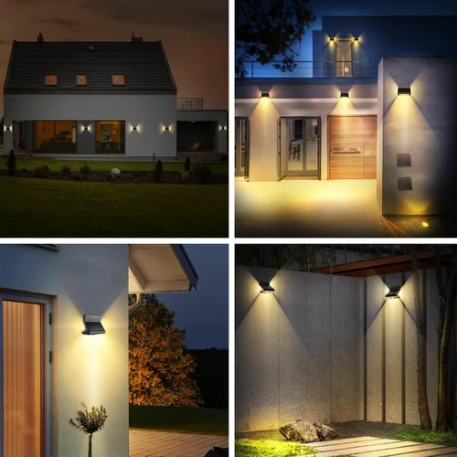 Vista 8 de AURAXY Luces de inundación de seguridad LED con sensor de movimiento solar impermeable para exteriores, funciona con pilas, luz de pared activada