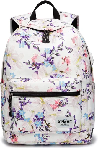 Vista 9 de Kinmac Mochila resistente al agua para laptop con puerto de carga USB para laptop de hasta 15.6 pulgadas (bordado)