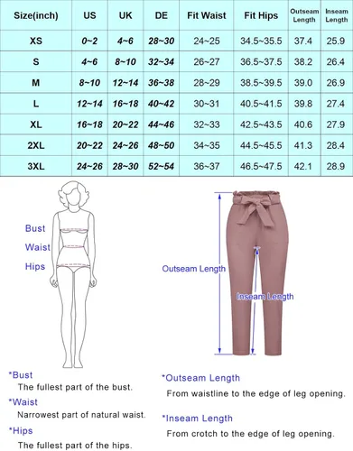 Vista 6 de KANCY KOLE - Pantalones paper bag de cintura alta y con bolsillos para mujer, con lazo, estilo casual, pantalones hasta el tobillo de la talla S a