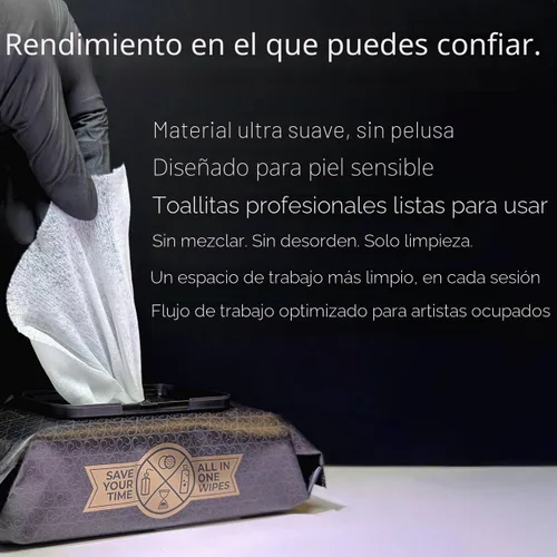 Vista 3 de CleanSkin - Toallitas limpiadoras para tatuajes de jabón verde, todo en uno, toallitas para tatuajes durante el tatuaje Cuidado posterior