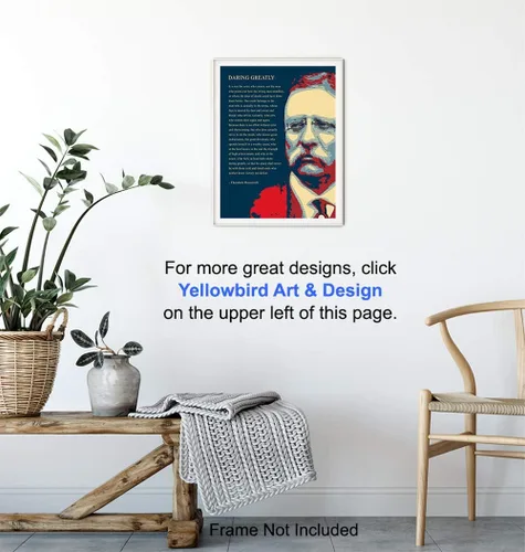 Vista 5 de Póster de Arte de Pared con Cita Inspiracional de Teddy Roosevelt - Poema Motivacional Atreverse Grandemente - Regalo para Emprendedores