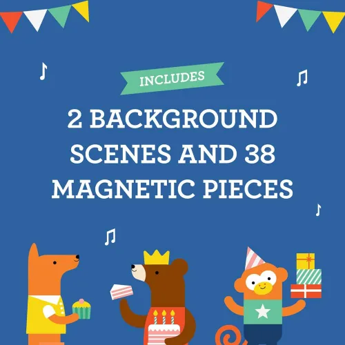 Vista 5 de Petit Collage Juego magnético de animales de fiesta, mesa de juego magnética para mezclar y combinar, ideal para mayores de 3 años, incluye 2