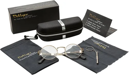 Vista 5 de Dollger Gafas de sol redondas Steampunk con marco de metal