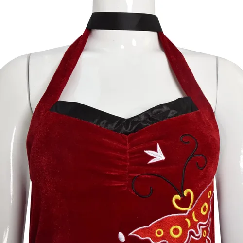Vista 7 de HAIRXR Disfraz de cosplay malvado para mujer, Ada Wong, rojo, sexy, Cheongsam Qipao, vestidos largos de graduación con peluca para Halloween