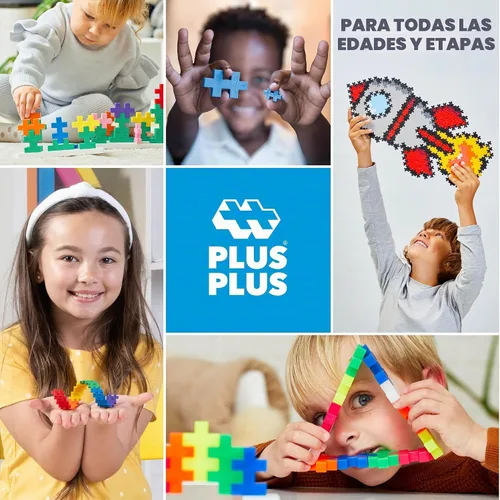 Vista 7 de PLUS PLUS - Set de Juego Abierto - 600 Piezas - Mezcla de Colores Básicos, Juego de Construcción STEM, Mini Rompecabezas Encastrables para Niños