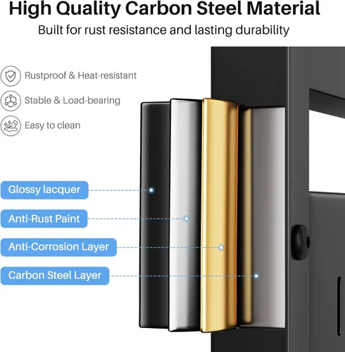 Vista 8 de Estante para horno de microondas expandible, estante de horno de microondas resistente de 3 niveles ajustable con 8 ganchos y 2 soportes, estante