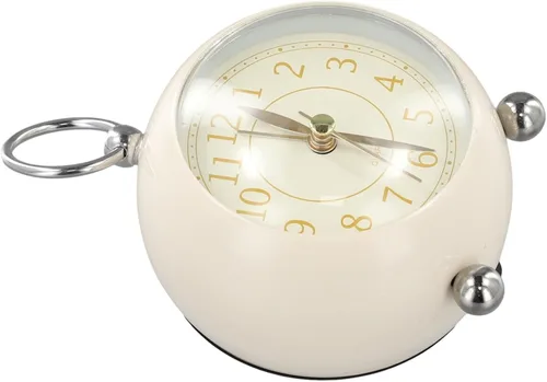 Vista 5 de Reloj despertador vintage de metal de mesa de 3.5 pulgadas colgante para anillo de noche despertador simple silencioso sin tictac con luz nocturna