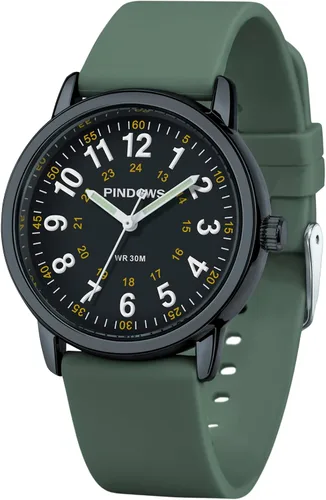 Vista 10 de PINDOWS Women Analog Quartz Wrist Watch with Silicone Strap for Young Women Students Easy Read Waterproof Unisex Luminous Dial