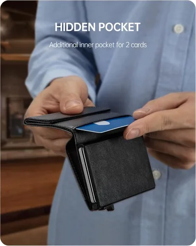 Vista 5 de YESIIW Airtag Wallet For Men - Smart Walle For Men,Leather Smart Air Tag Wallet With Banknote Compartment (No Airtag Included)