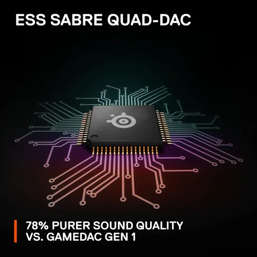 Vista 4 de SteelSeries GameDAC Gen 2 Hi-Res Audio Amplifier - ESS Sabre Quad-DAC - AI Noise Cancellation - 360° Spatial Audio - Hi-Res Certified - PC, PS5, PS4