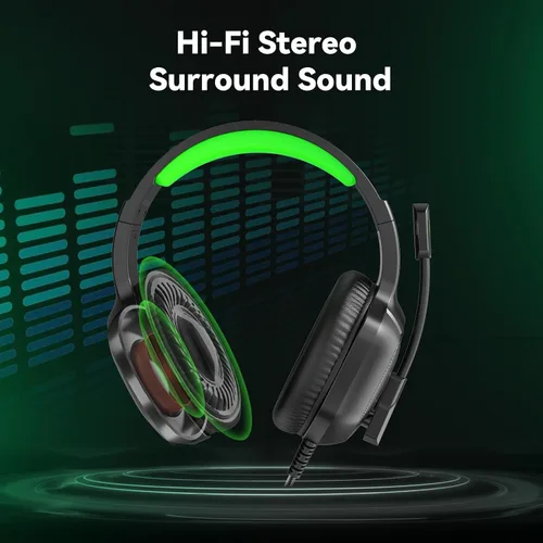 Vista 2 de Auriculares para juegos con micrófono para PC, Xbox One Series Xs, PS4, PS5, interruptor, auriculares estéreo con cancelación de ruido
