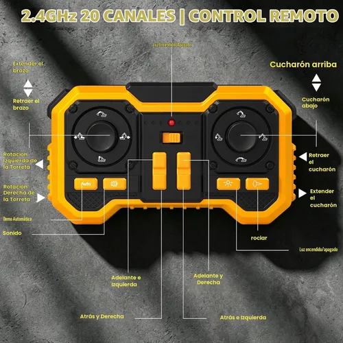 Vista 9 de Juguete de excavadora de control remoto 3 en 1, excavadora RC de 20 canales