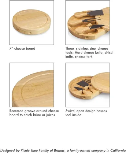 Vista 6 de Picnic TIME NFL Brie Cheese Board and Knife Set - Charcuterie Board Set - Wood Cutting Board