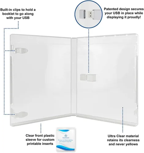 Vista 3 de Flash Pac® - Funda para unidad flash USB, súper transparente y compatible, color blanco, 1 GB USB, paquete de 25