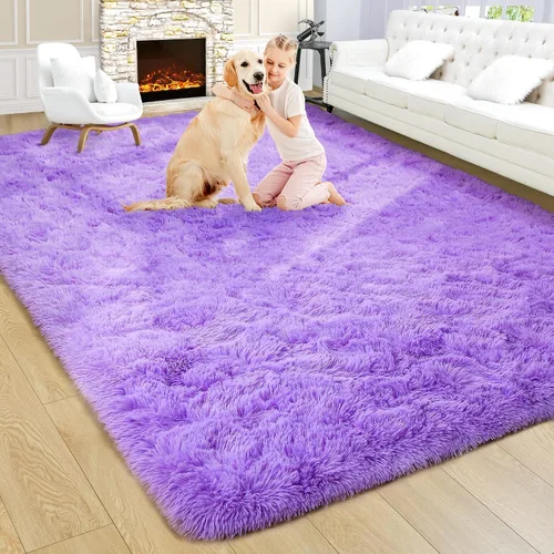 Vista 35 de Noahas Alfombras de Área Grandes y Esponjosas de 5x8 pies para Sala de Estar y Dormitorio, Alfombra Gruesa de Pelo Largo Beige y Blanca, Alfombra
