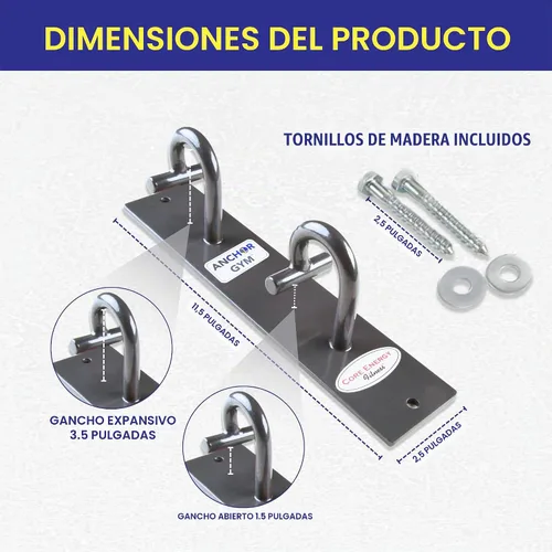 Vista 2 de Anchor Gym Core Station - Anclajes de entrenamiento de montaje en pared para banda de resistencia, tres unidades con dos ganchos para bandas