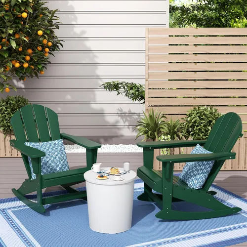 Vista 23 de WestinTrends Silla mecedora Malibu de poliéster para exterior/patio Adirondack, Negra