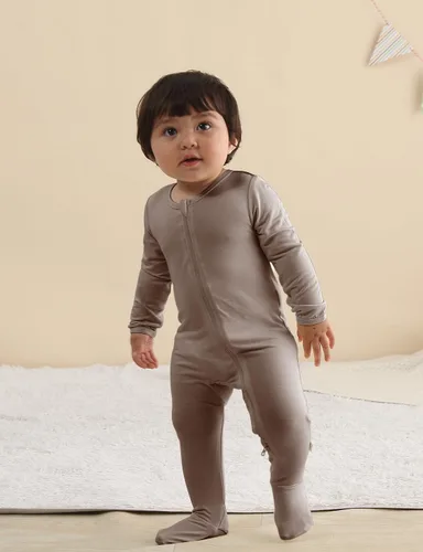 Vista 22 de Jimonda Pijama de bambú para bebé, unisex, para niños y niñas, de una pieza, manga larga, cierre de cremallera de 2 vías, mameluco