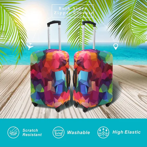 Vista 2 de Explore Land Funda para Equipaje de Viaje Protector de Maleta Aprobado por Aerolíneas se Ajusta a Maletas de 18-32 Pulgadas, Geometry, M
