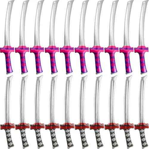 Vista 8 de Paquete de 20 Katanas inflables de 30 pulgadas, espada samurái, armas inflables para recuerdos de fiesta, cosplay, fiesta temática samurái
