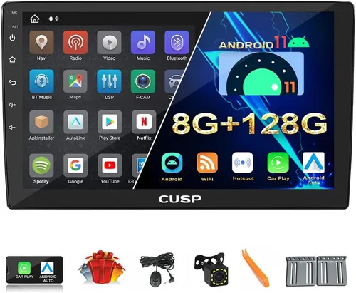 Vista 7 de CUSP Radio estéreo de coche Android de 10 pulgadas, unidad principal universal de doble DIN con CarPlay inalámbrico y Android Auto con cable