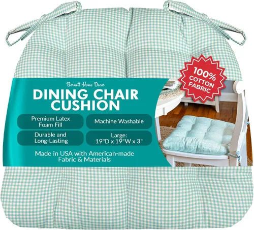 Vista 47 de Barnett Home Decor Ticking Stripe Berlin Blue - Almohadilla para silla de comedor con lazos, tamaño mediano 18, relleno de espuma de látex, lavable