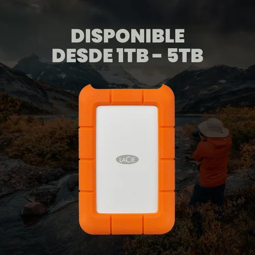Vista 6 de LaCie Rugged HDD Externo Portátil de 5TB - Compatible con USB 3.0/2.0, Resistente a Golpes/Polvo/Lluvia para Mac y PC, Naranja, Gris