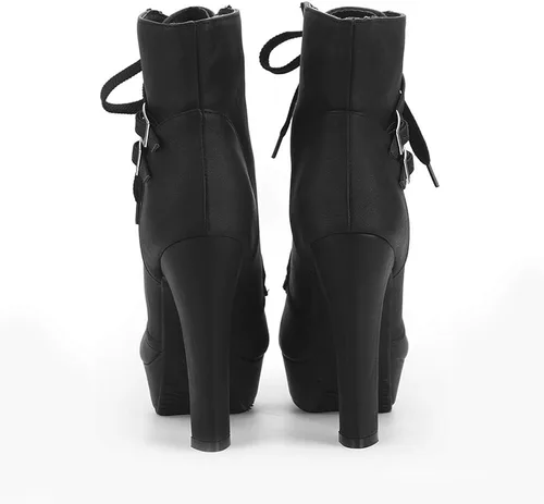 Vista 4 de Susanny - Botines de tacón alto para mujer, otoño, redondo, de agujetas, con tacón grueso y plataforma. Botines Knight Martin.
