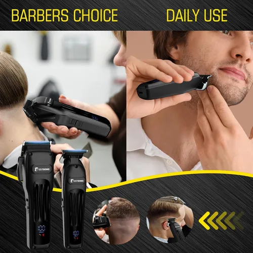 Vista 6 de BESTBOMG® Cortapelos profesional para hombres, juego de cortapelos y recortadora de peluquería profesional, cortapelos inalámbrico para hombres