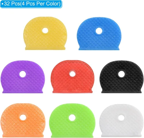 Vista 3 de PATIKIL Tapas para llaves, 4 juegos de llaves, identificadores de codificación de anillo de silicona, funda protectora para oficina, casa