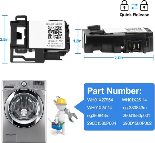 Vista 3 de WH01X27954 Reemplazo del interruptor de bloqueo de la tapa de la lavadora para la lavadora de carga superior GE Hotpiont, reemplazo de cerradura