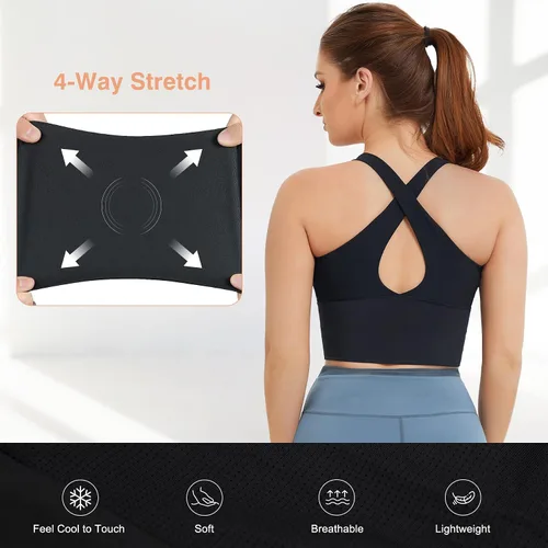 Vista 3 de CYDREAM Sujetador deportivo con cremallera frontal para mujer, sin mangas, con relleno, para yoga, correr, espalda cruzada, entrenamiento, fitness
