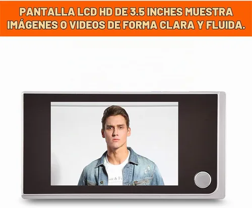 Vista 6 de Mirilla de puerta Socobeta con timbre y cámara de seguridad mini HD inteligente, pantalla LCD de 3.5 pulgadas
