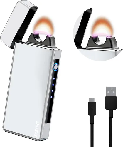 Vista 12 de SKRFIRE Encendedor eléctrico resistente al viento recargable – Diseño de arco de plasma, carga USB, linterna multimodo e indicador de batería