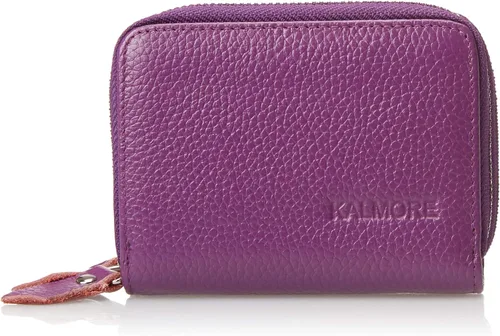 Vista 9 de KALMOR Billeteras de cuero para mujer con doble cremallera RFID bloqueo bolsillo para monedas Azul