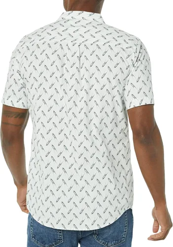 Vista 2 de Tienda Essentials Camisa de algodón vacacional para hombre, manga corta ajustada