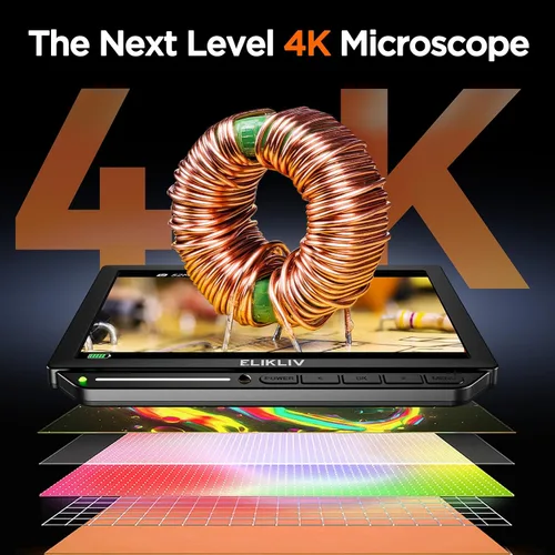 Vista 4 de Elikliv Microscopio digital de enfoque automático 4K EM4K-AF, microscopio de soldadura de 52MP para reparación de PCB, inspección de monedas