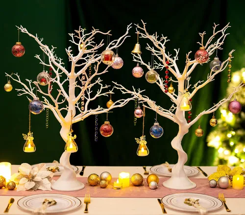 Vista 10 de Sziqiqi Árbol artificial negro para centro de mesa, pequeños árboles falsos de 1.9 pies, árbol sintético para fiesta, cumpleaños, jardín, hogar
